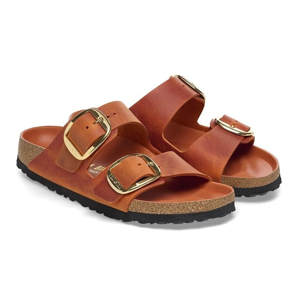 Birkenstock Shoes - Birkenstock Burnt Orange Oiled Leather Sandals